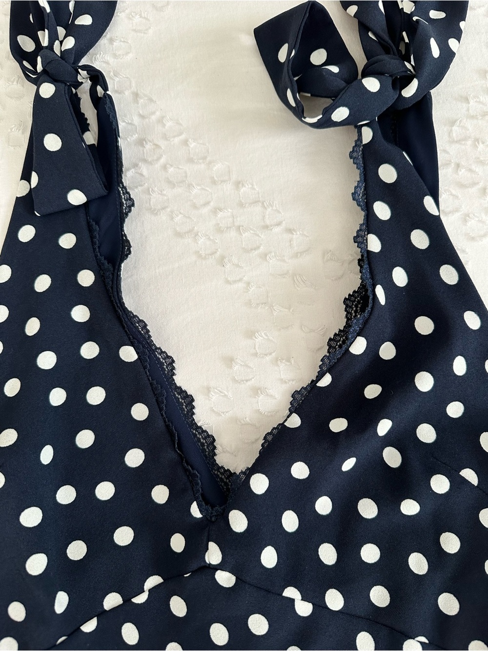 Show Me Your MuMu Emma Midi Dress Navy Polka Dot Size Small - Picture 14 of 14